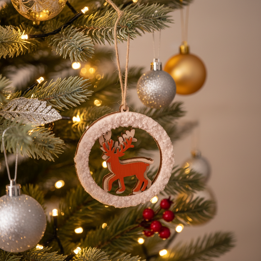 juletræsophæng, ornament, lys med rød elg