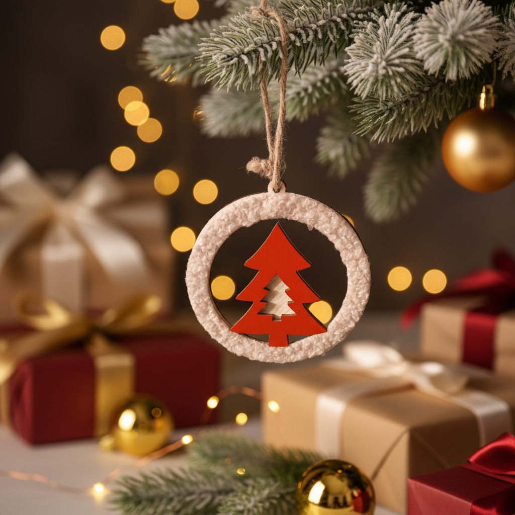 Juletræsophæng, ornament, lys med træ