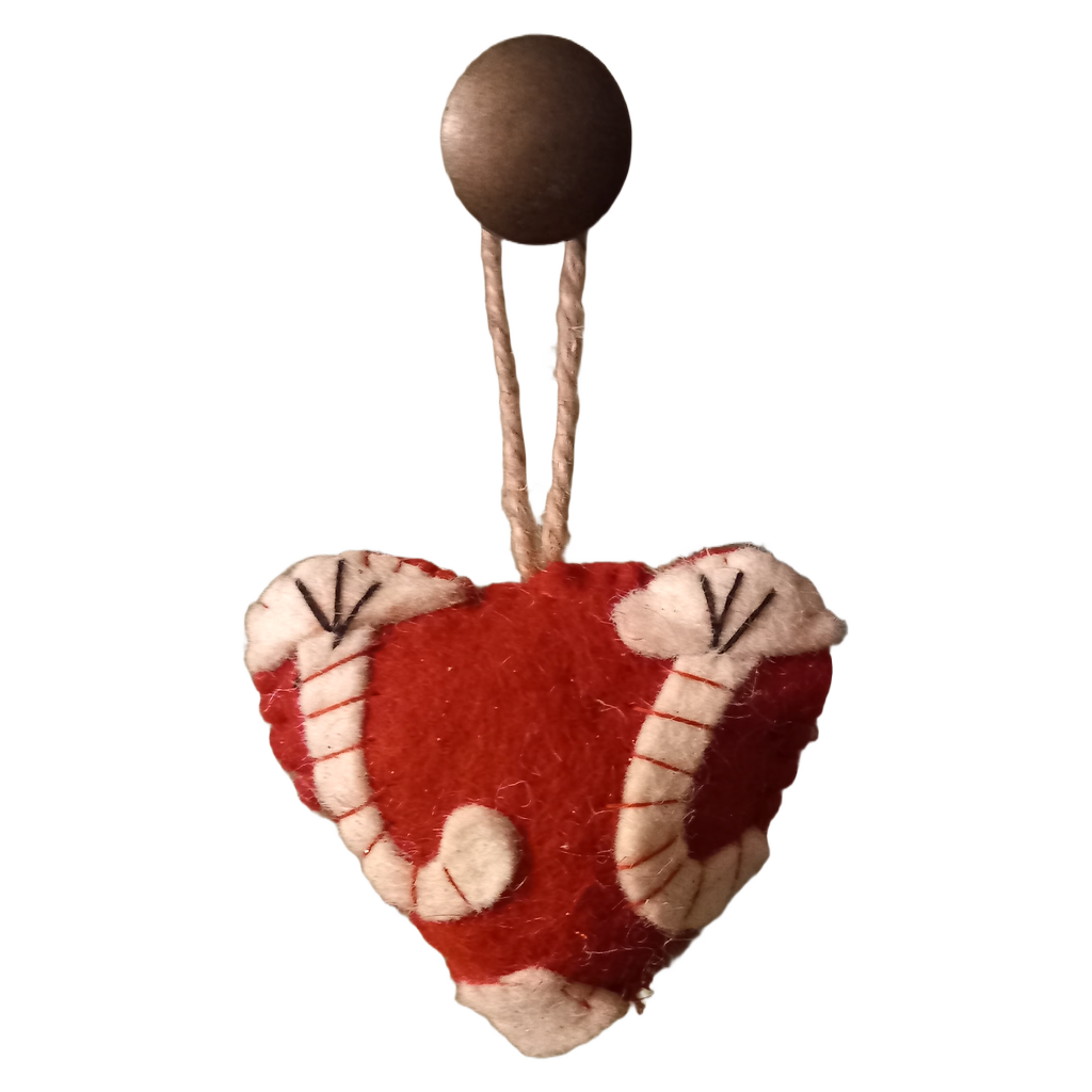 Juletræsophæng, hjerte, rødt