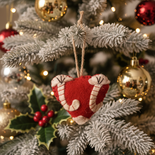 Juletræsophæng, hjerte, rødt