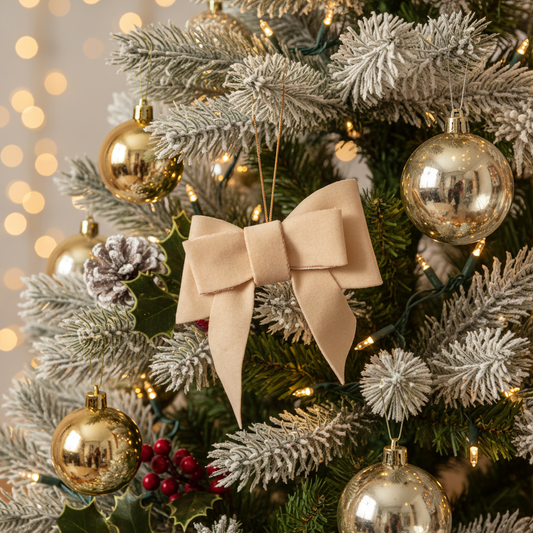 Juleophæng, sløjfe, beige