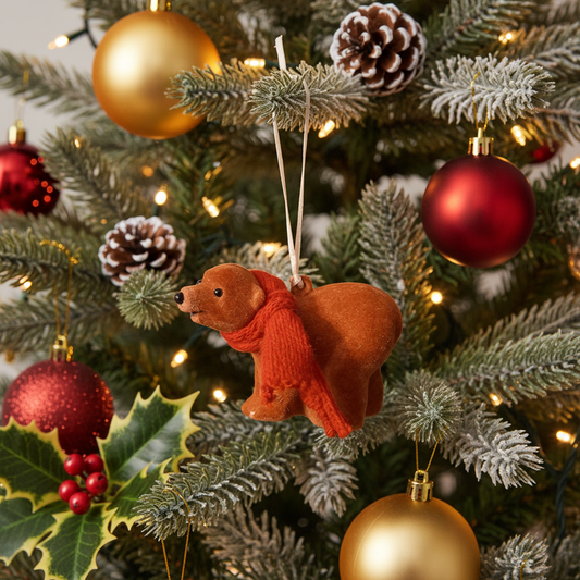 Juletræsophæng, bjørn med tørklæde