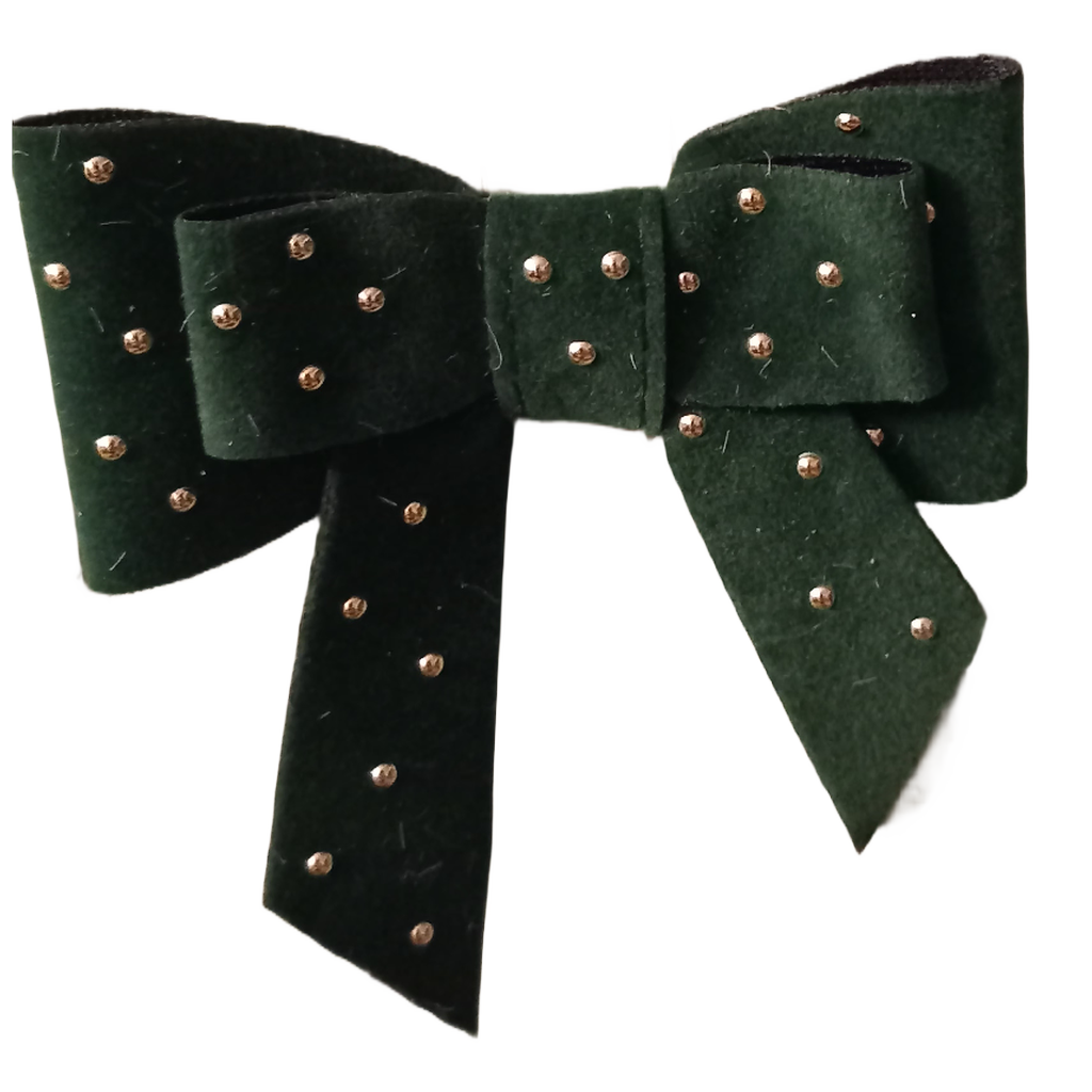 Juletræsophæng, sløjfe med sten, grøn