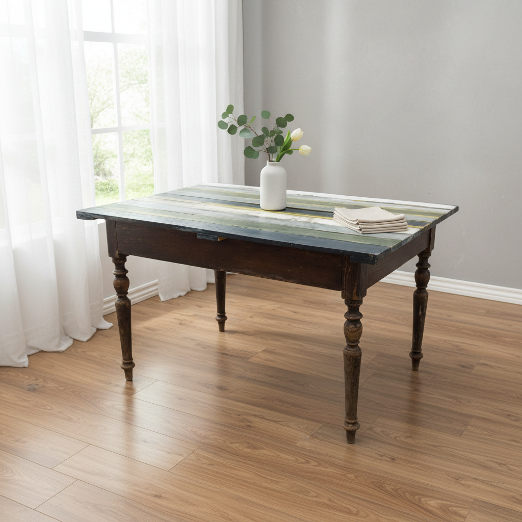 Spisebord med stribet bordplade