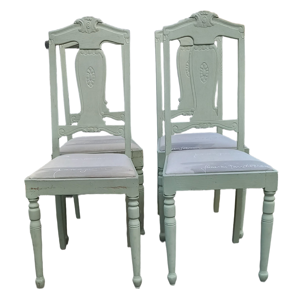 4 stk spisestuestole, dusty green