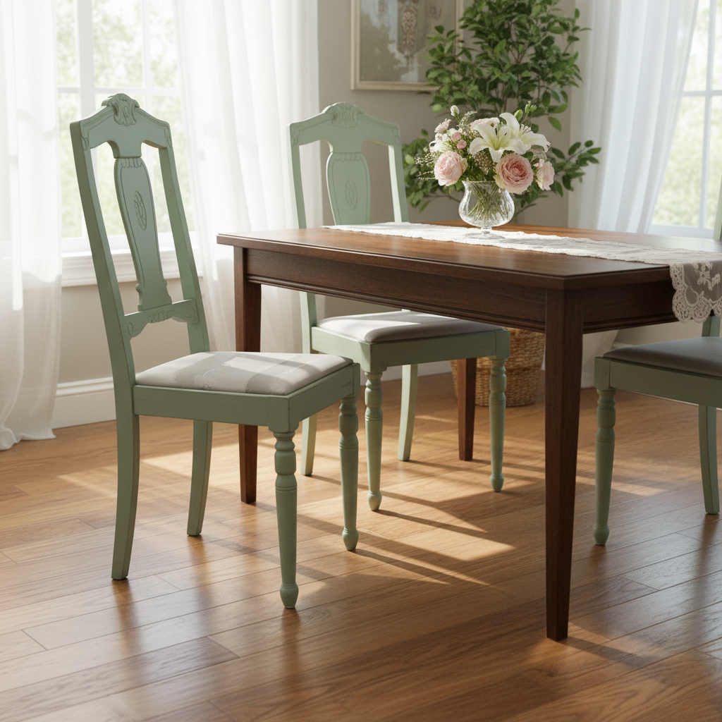 4 stk spisestuestole, dusty green