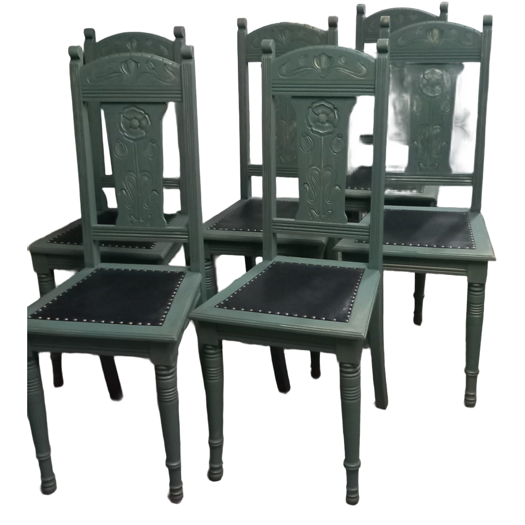 6 stk stole, støvet grønne