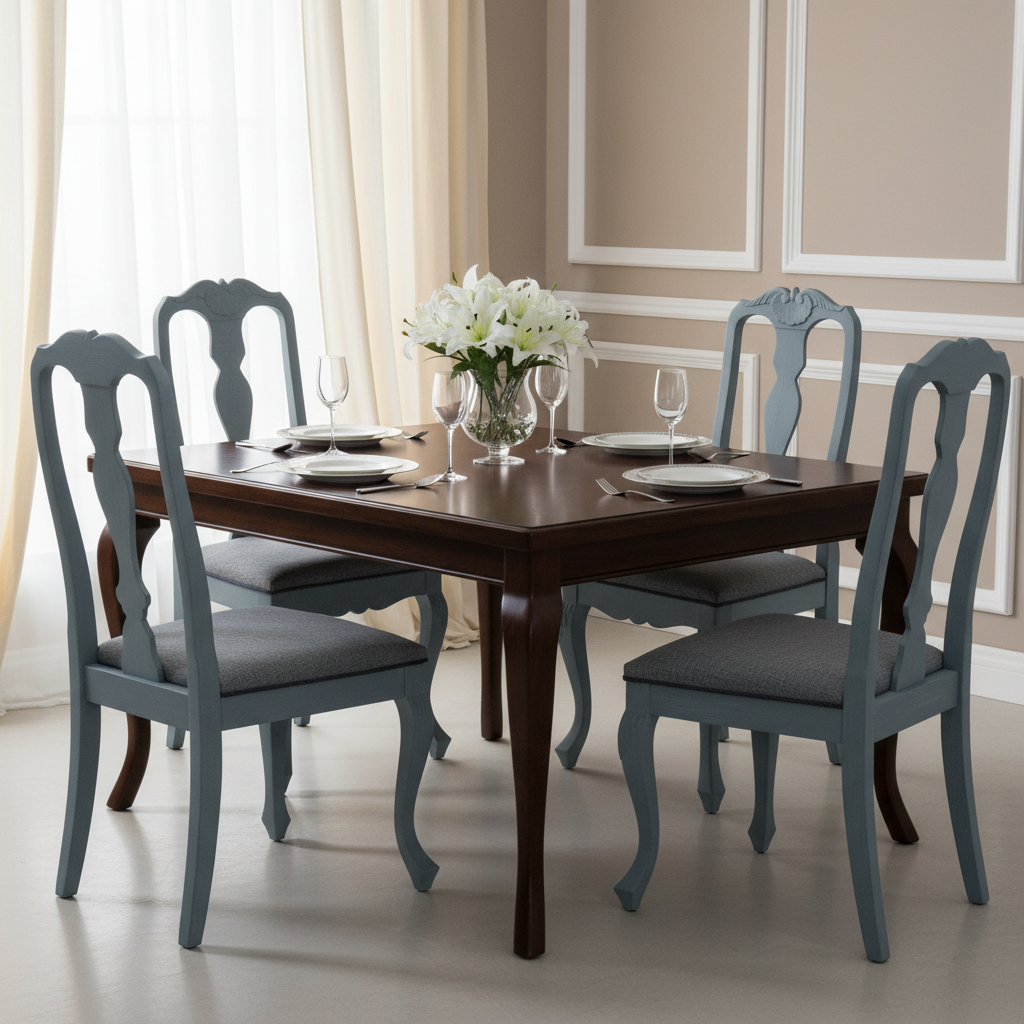 4 stk spisestuestole, grå