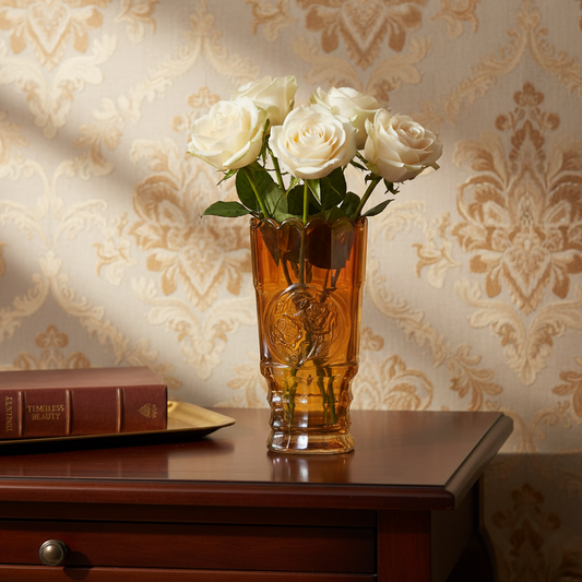 Carnivalsglas vase, marigold (ravfarvet)