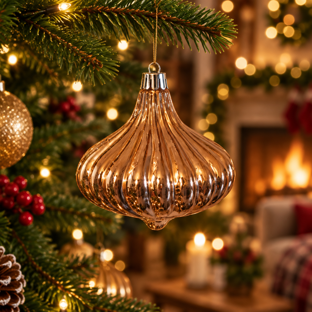Juletræsophæng, goldrose, ornament