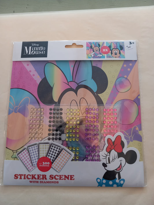 Stickers scene with diamond. Minnie mouse