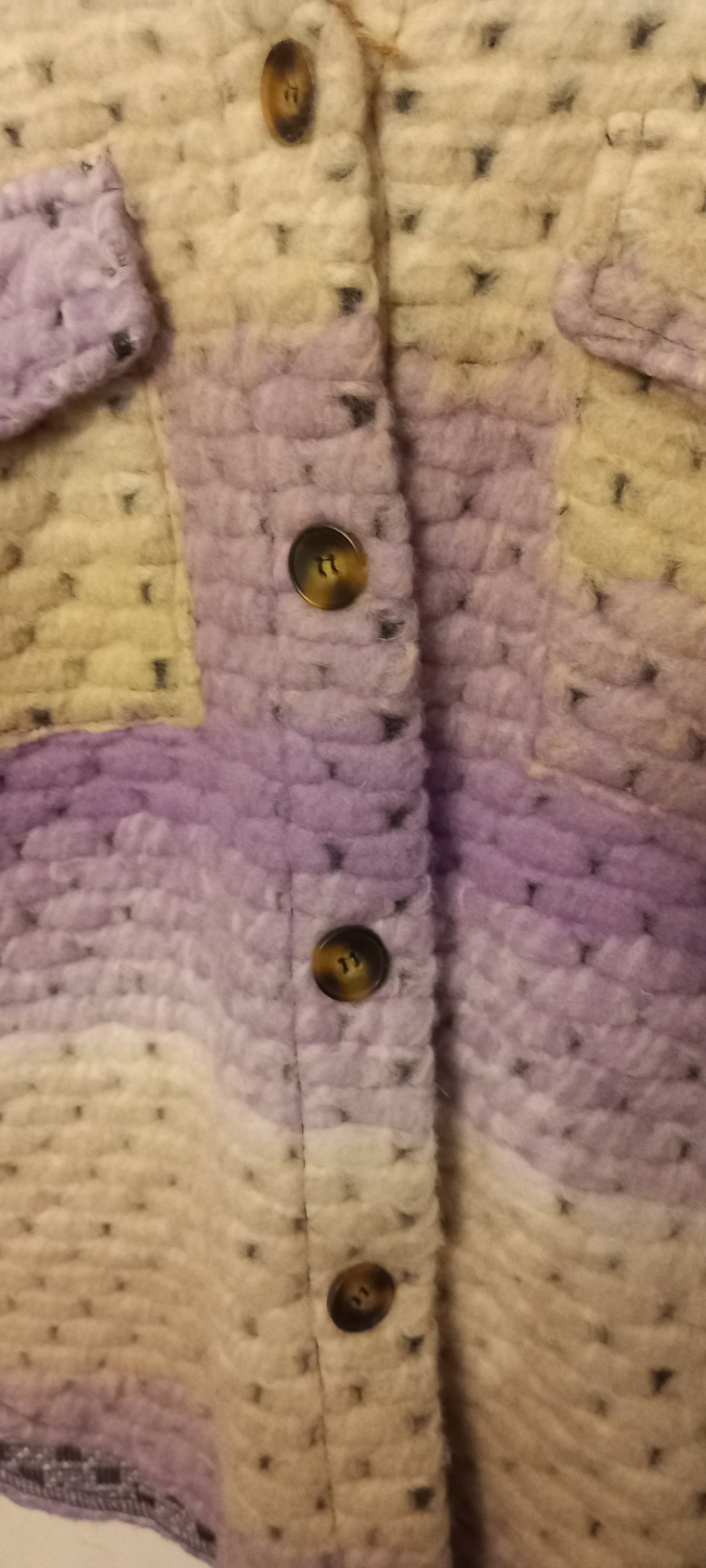 Jakke, uld, lilla/beige/hvid