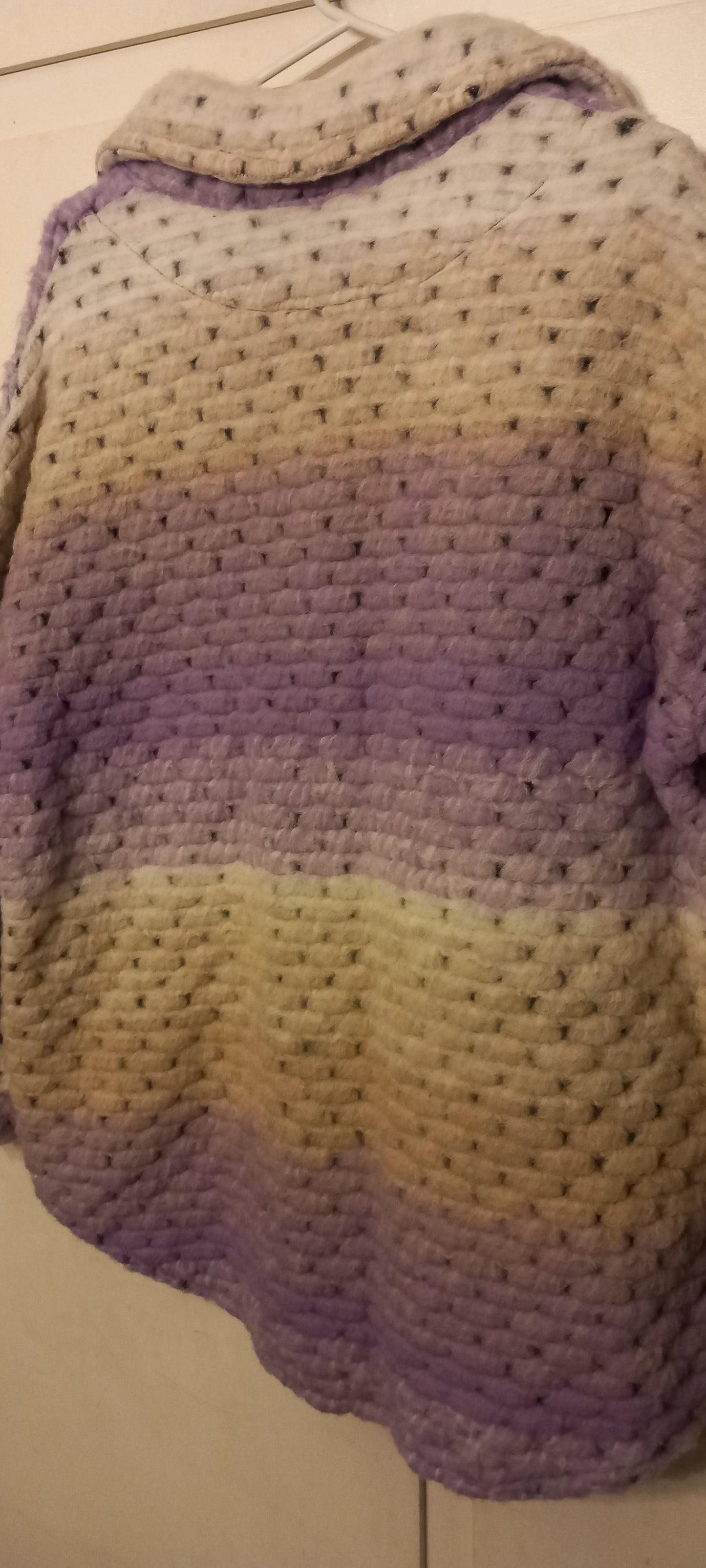 Jakke, uld, lilla/beige/hvid