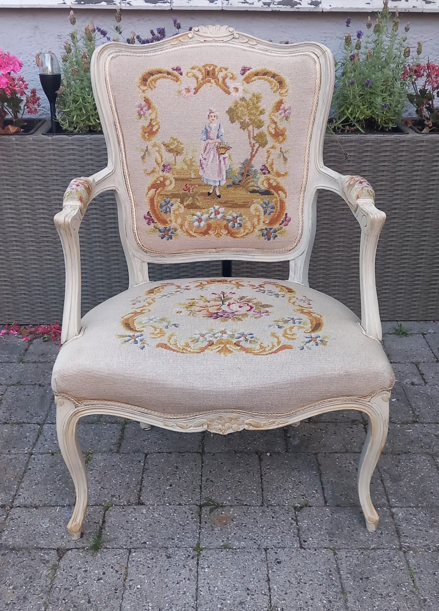 Rokoko stol, beige