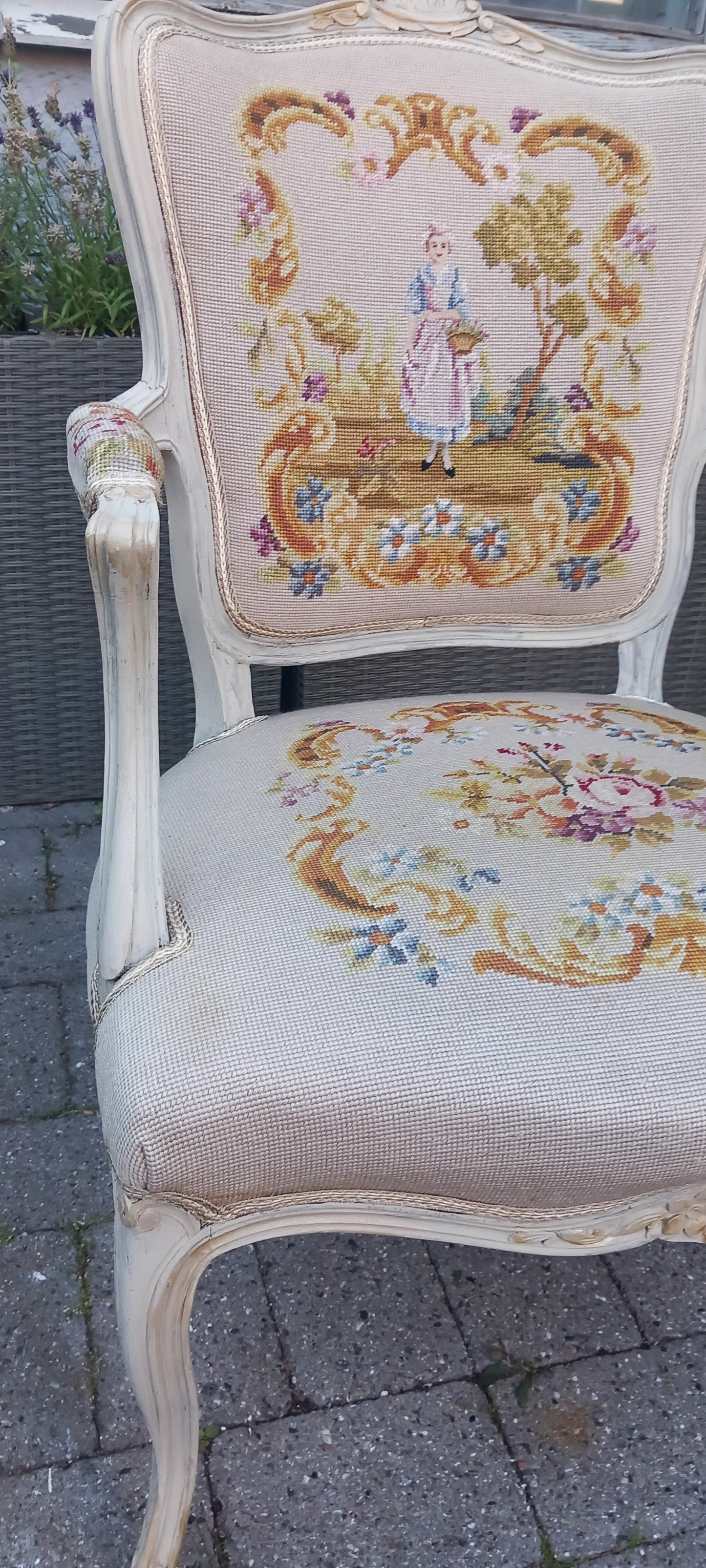 Rokoko stol, beige