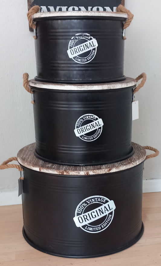 Vintage tønder, sort