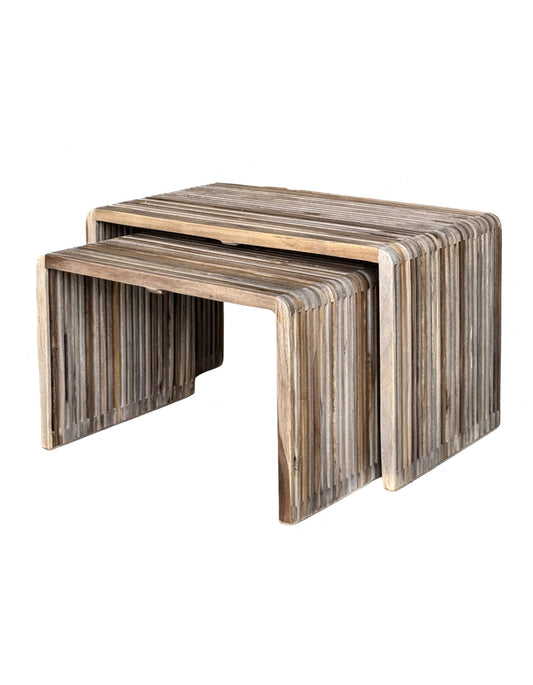 Bænke i Genanvendt Teaktræ, sæt af 2