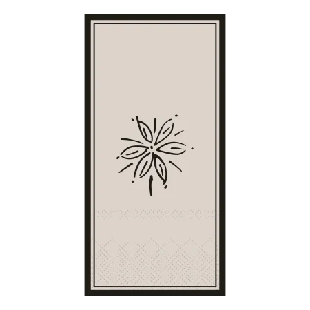 Serviet m. blomst, fransk grå