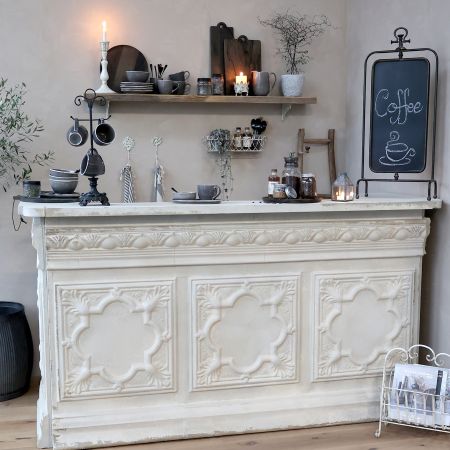 Vintage disk til butik inkl. 1 hylde, antique hvid