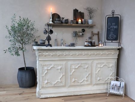 Vintage disk til butik inkl. 1 hylde, antique hvid