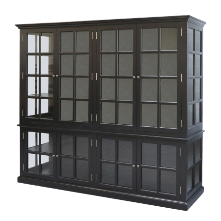 Marseille Vitrineskab m. 8 låger & hylder, sort