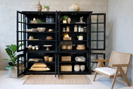 Marseille Vitrineskab m. 8 låger & hylder, sort