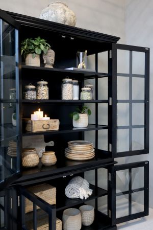 Marseille Vitrineskab m. 8 låger & hylder, sort