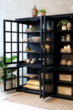 Marseille Vitrineskab m. 8 låger & hylder, sort