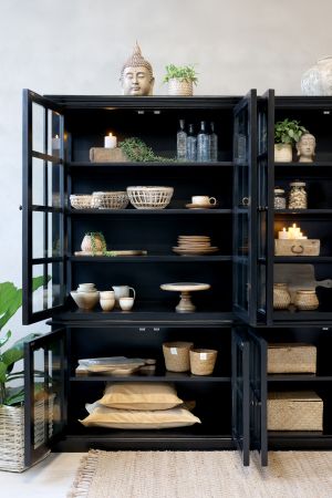 Marseille Vitrineskab m. 8 låger & hylder, sort