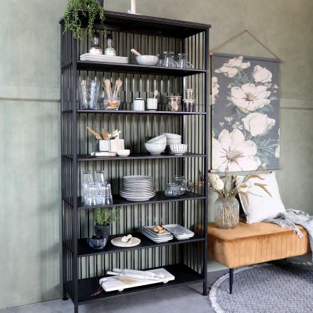 Reol m. 6 hylder, antique sort