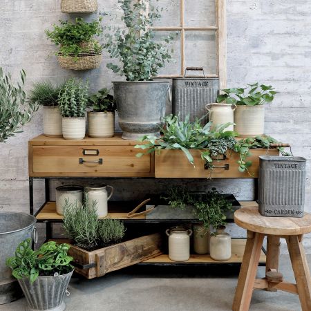 Anretterbord m. 2 skuffer og 2 hylder, natur