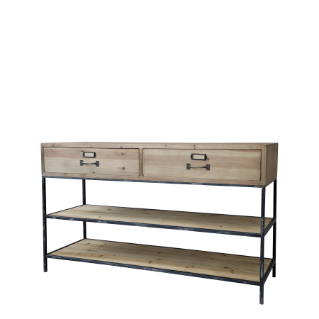 Anretterbord m. 2 skuffer og 2 hylder, natur