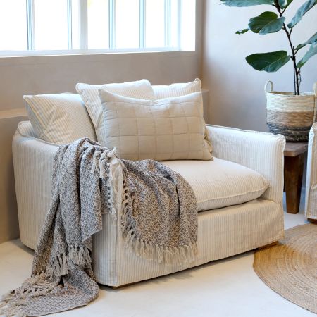 Malo Stol i hør m. 3 puder creme/latte