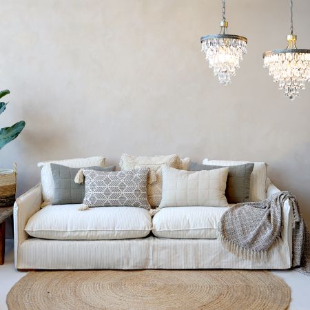 Malo Sofa i hør m. 5 puder, creme/latte