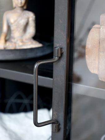 Vitrineskab på hjul m. glaslåger, antique sort