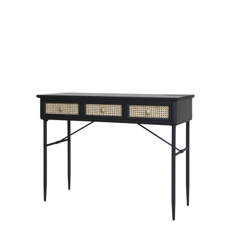 Skrivebord m. 3 skuffer, sort