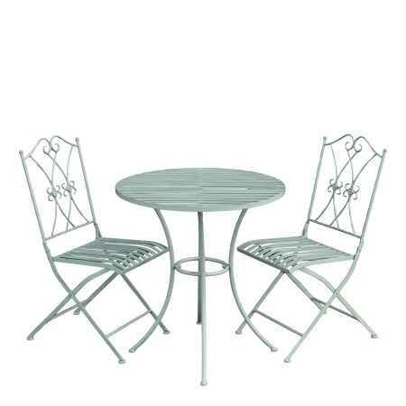 Cafésæt m. 2 stole og 1 bord, antique verte