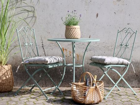 Cafésæt m. 2 stole og 1 bord, antique verte