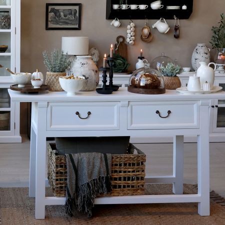 Marseille Anretterbord m. 2 skuffer, hvid