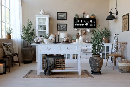 Marseille Anretterbord m. 2 skuffer, hvid