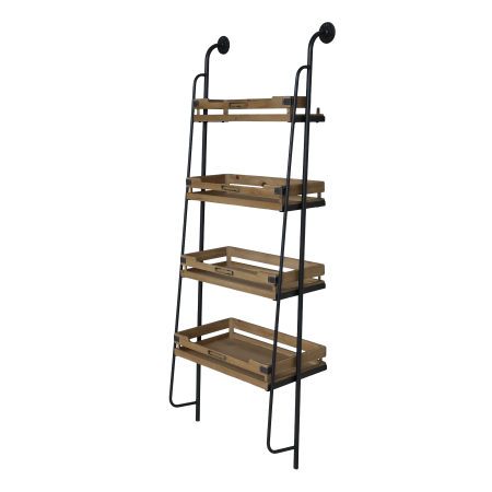 Reol til væg m. 4 hylder, natur