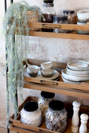 Reol til væg m. 4 hylder, natur