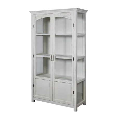 Vitrineskab m. glaslåger og hylder, antique creme