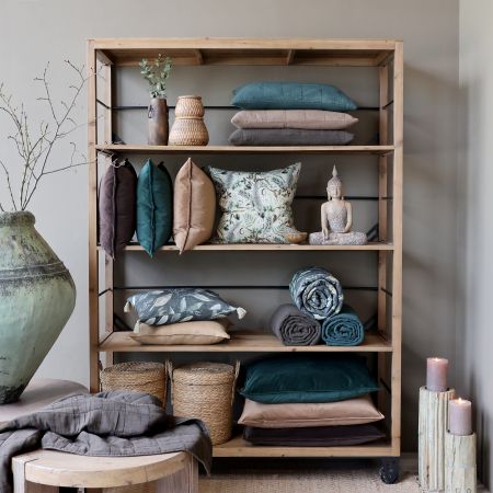 Reol på hjul m. 4 hylder, natur