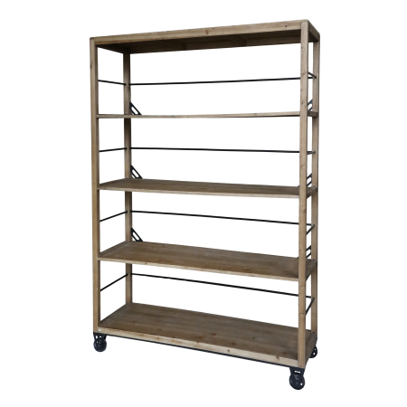 Reol på hjul m. 4 hylder, natur