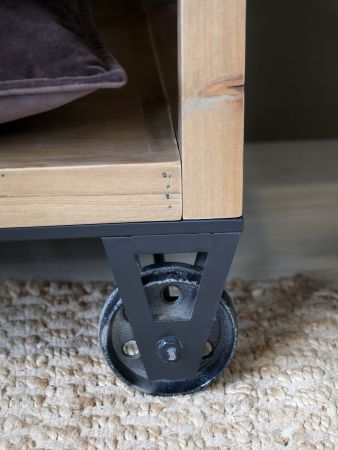 Reol på hjul m. 4 hylder, natur