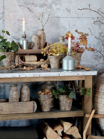 Køkkenø på hjul m. zinktop og hylder