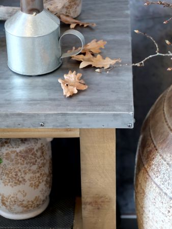 Køkkenø på hjul m. zinktop og hylder