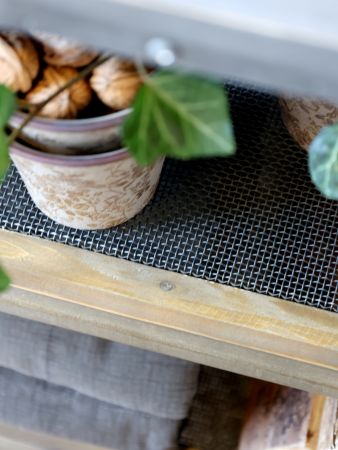 Køkkenø på hjul m. zinktop og hylder