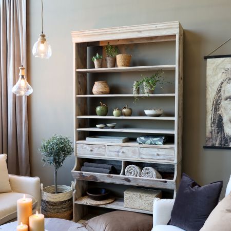 Reol m. hylder og skuffer